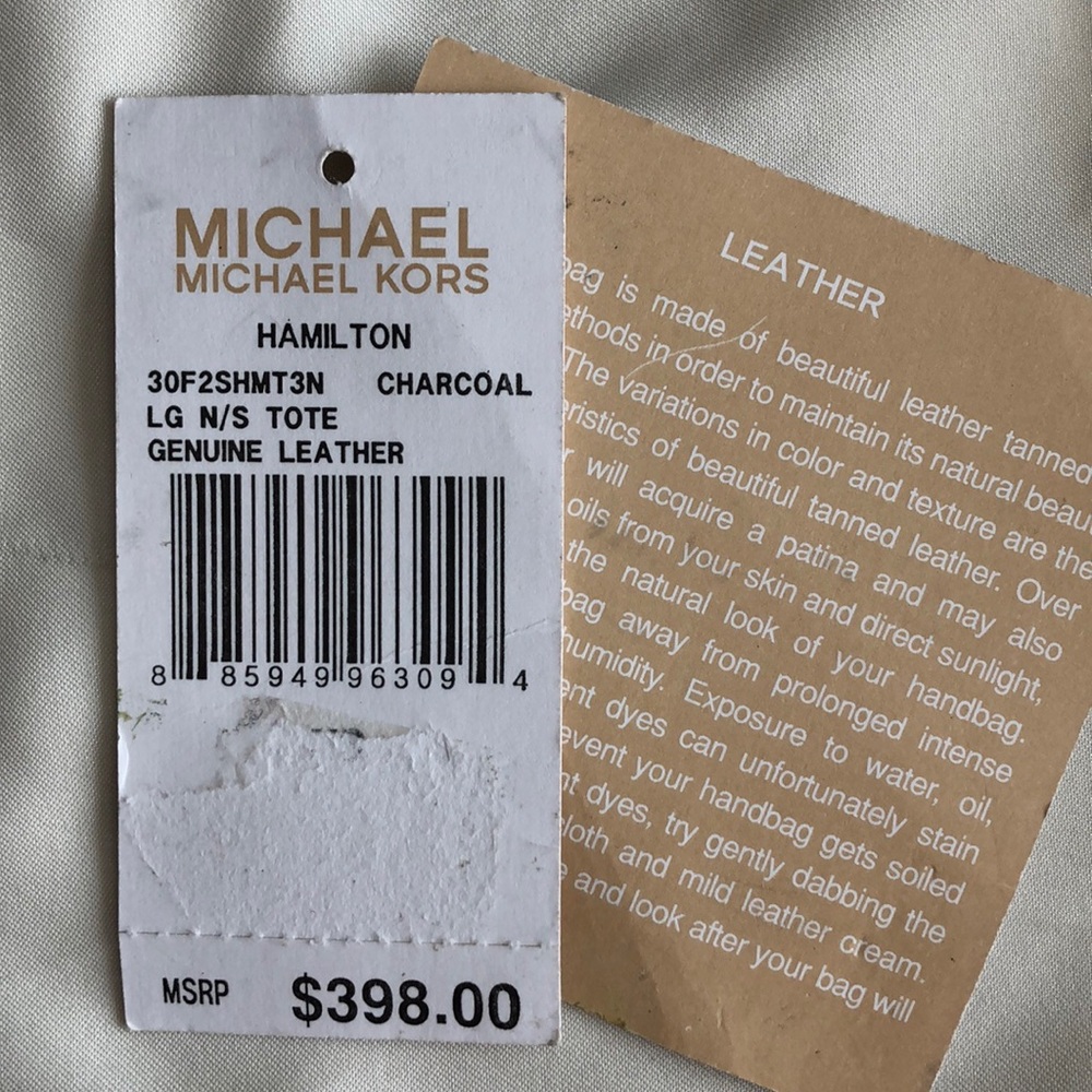 Michael Kors Hamilton LG Grey Leather Tote Bag - Picture 7 of 8